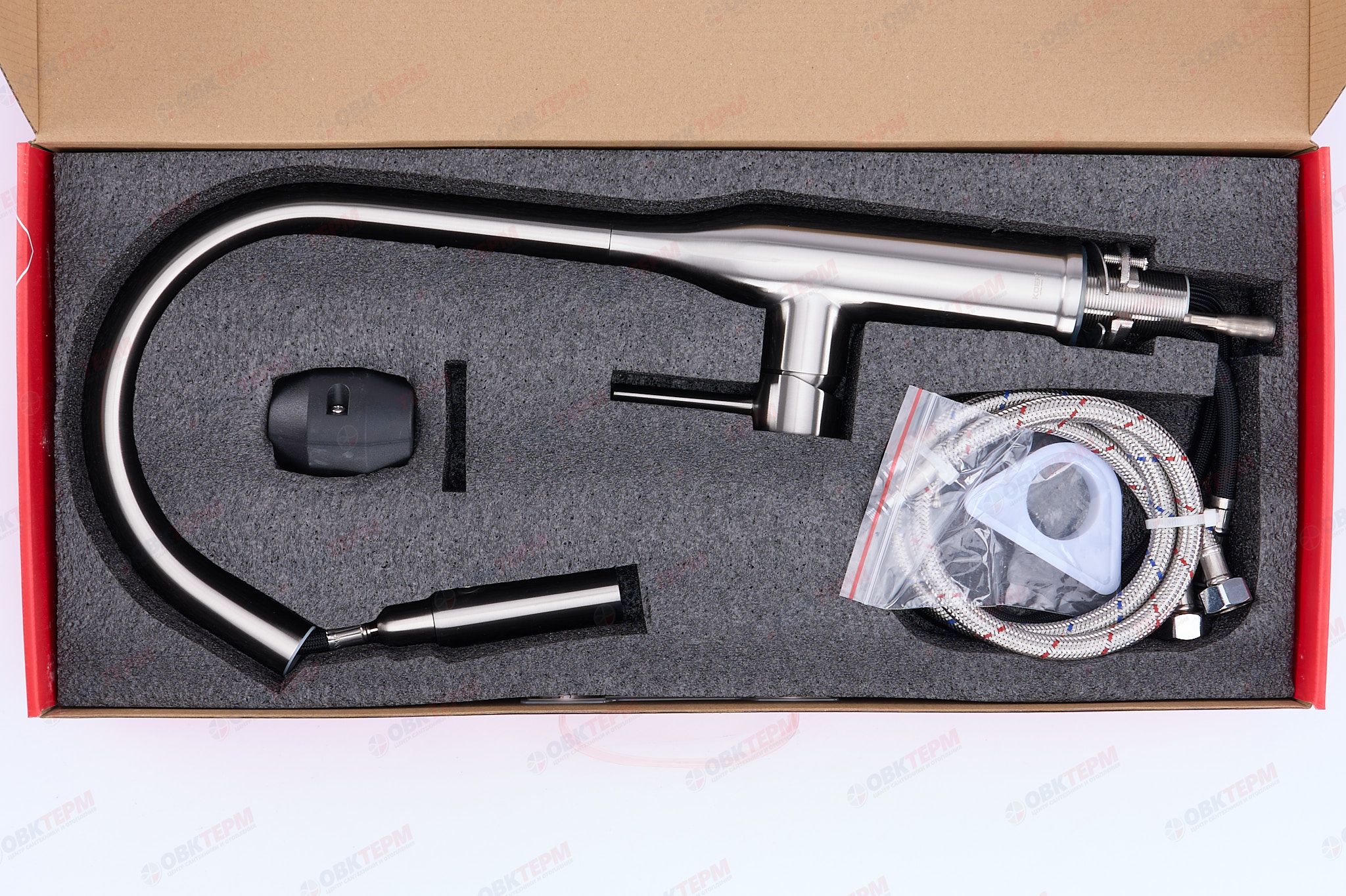 Смеситель д/кухни KOER KI-70004-02 /нерж. сталь SUS304 с выдвижн. изливом (Цвет нерж) (8шт/ящ) - миниатюра №6