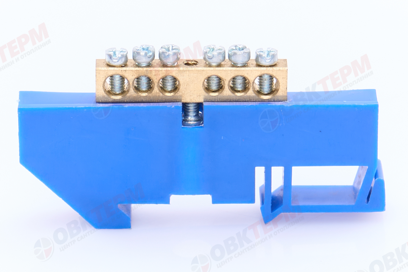 Шина нулевая латунная универсальная 6х9мм 6 отв. "Высокий" на Din-рейку EKF (sn0-63-06-d) - Изображение №3