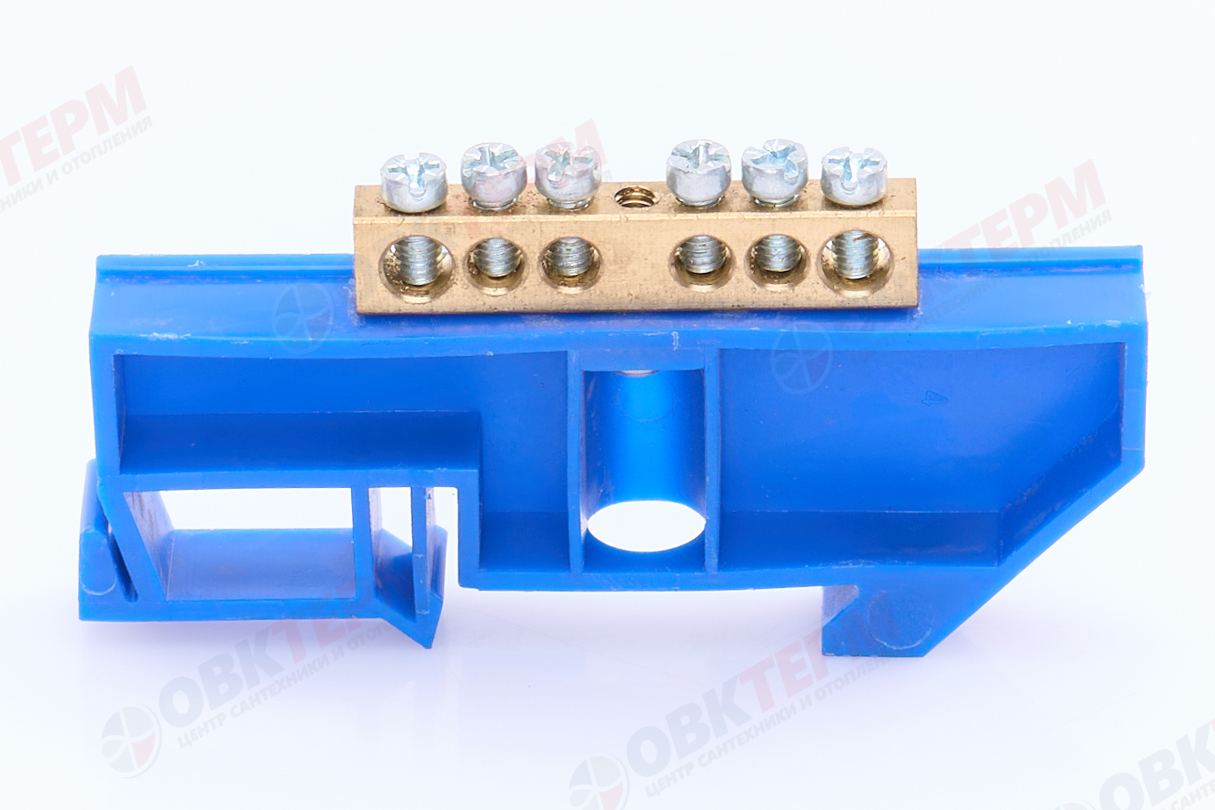 Шина нулевая латунная универсальная 6х9мм 6 отв. "Высокий" на Din-рейку EKF (sn0-63-06-d) - Изображение №4