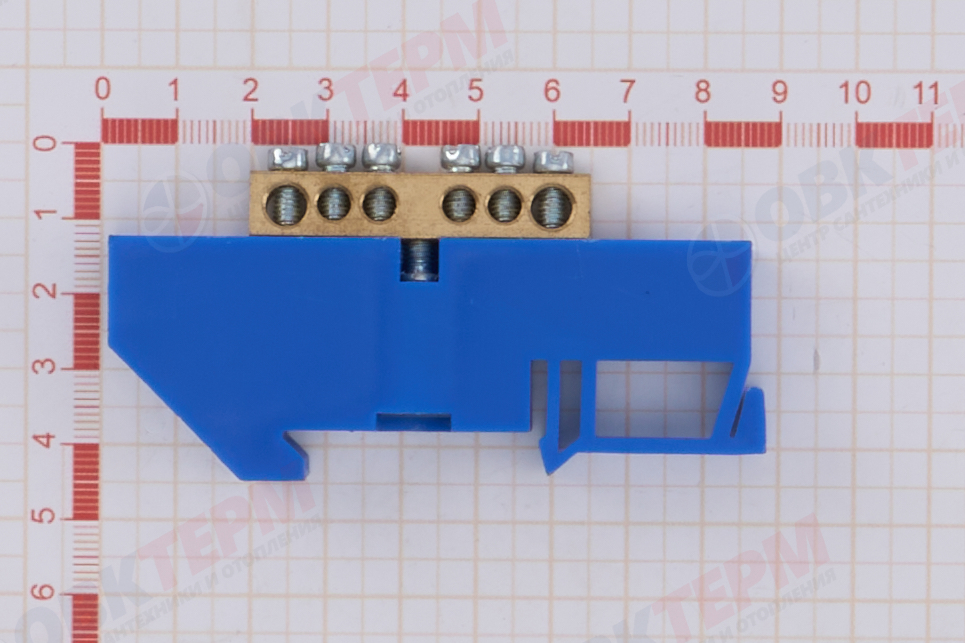 Шина нулевая латунная универсальная 6х9мм 6 отв. "Высокий" на Din-рейку EKF (sn0-63-06-d) - Изображение №5