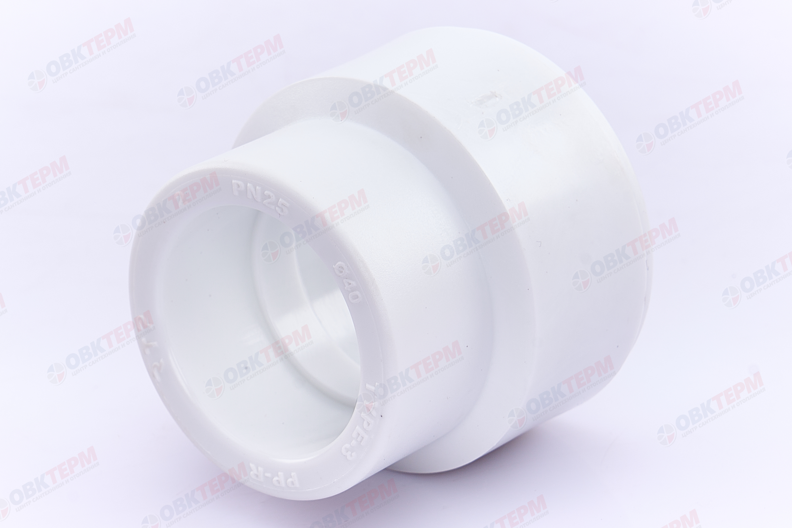 Муфта переход.  ВН  63*40   БЕЛАЯ PP-R   (RTP)    (48/8) - миниатюра №2