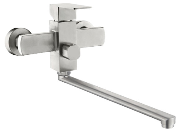 Смеситель д/ванны нерж/сталь ZERIX - KUB-006 (EURO) 8 шт/ящ - Изображение №1