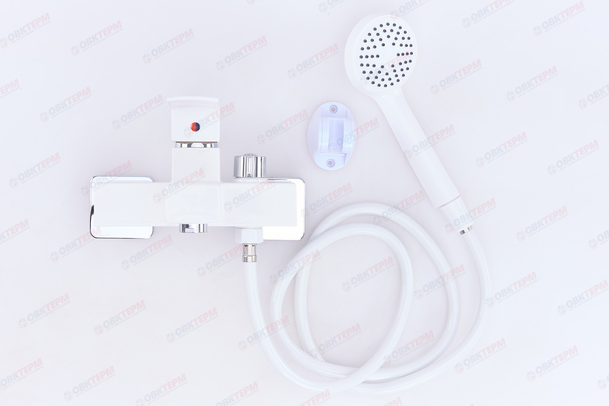 Смеситель д/ванны PLAMIX KUBUS-009 EURO SET White (со шлангом, лейкой и кронштейном) (20 шт/ящ) - Изображение №2