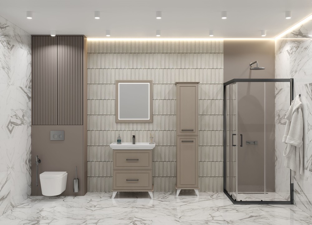 Шкаф-пенал напольный 40 "Michael" EvaGold мокка мусс - Изображение №1