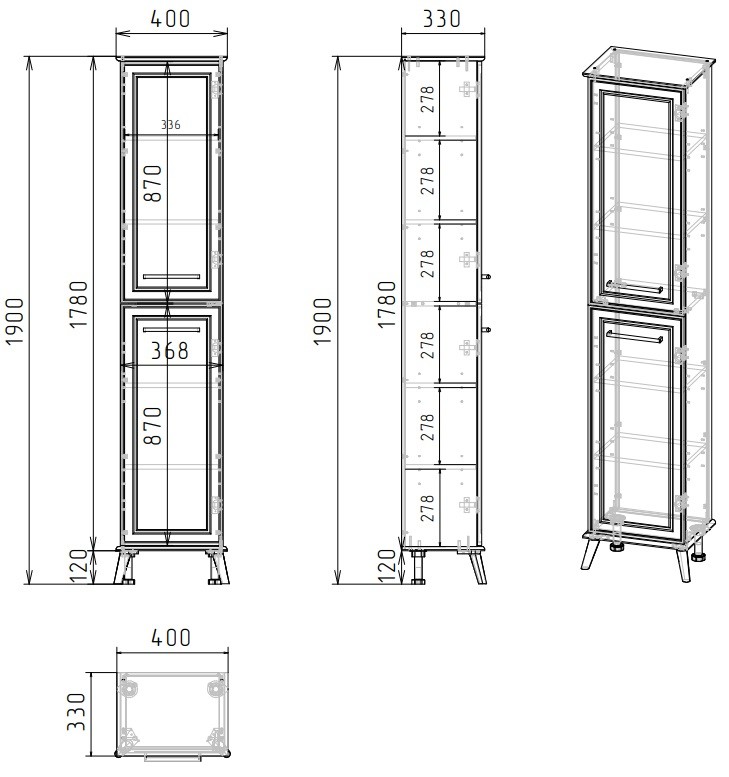 Шкаф-пенал напольный 40 "Michael" EvaGold мокка мусс - миниатюра №7