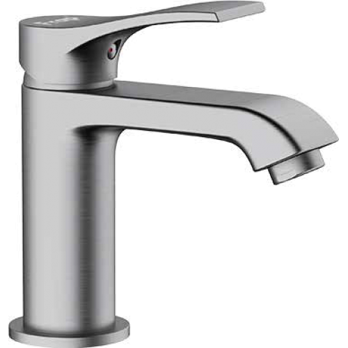 Смеситель д/раковины оружейная сталь F1075-9 (Ø35, аэратор М24, на гайке) FRAР - изображение №1