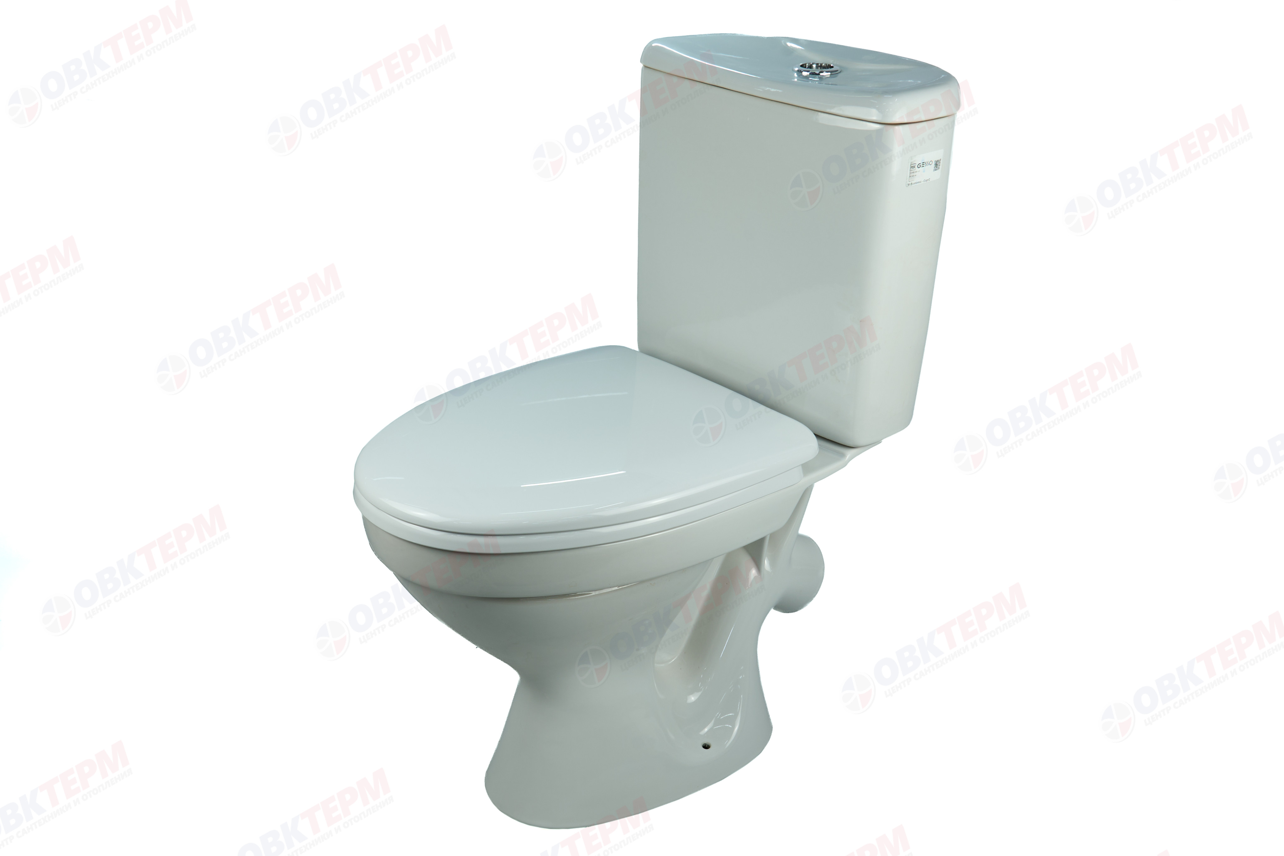 Унитаз-компакт GESSO W101 Бюджетный (косой выпуск, 1 режим, сиденьем ПП и болтами крепления) - Изображение №2