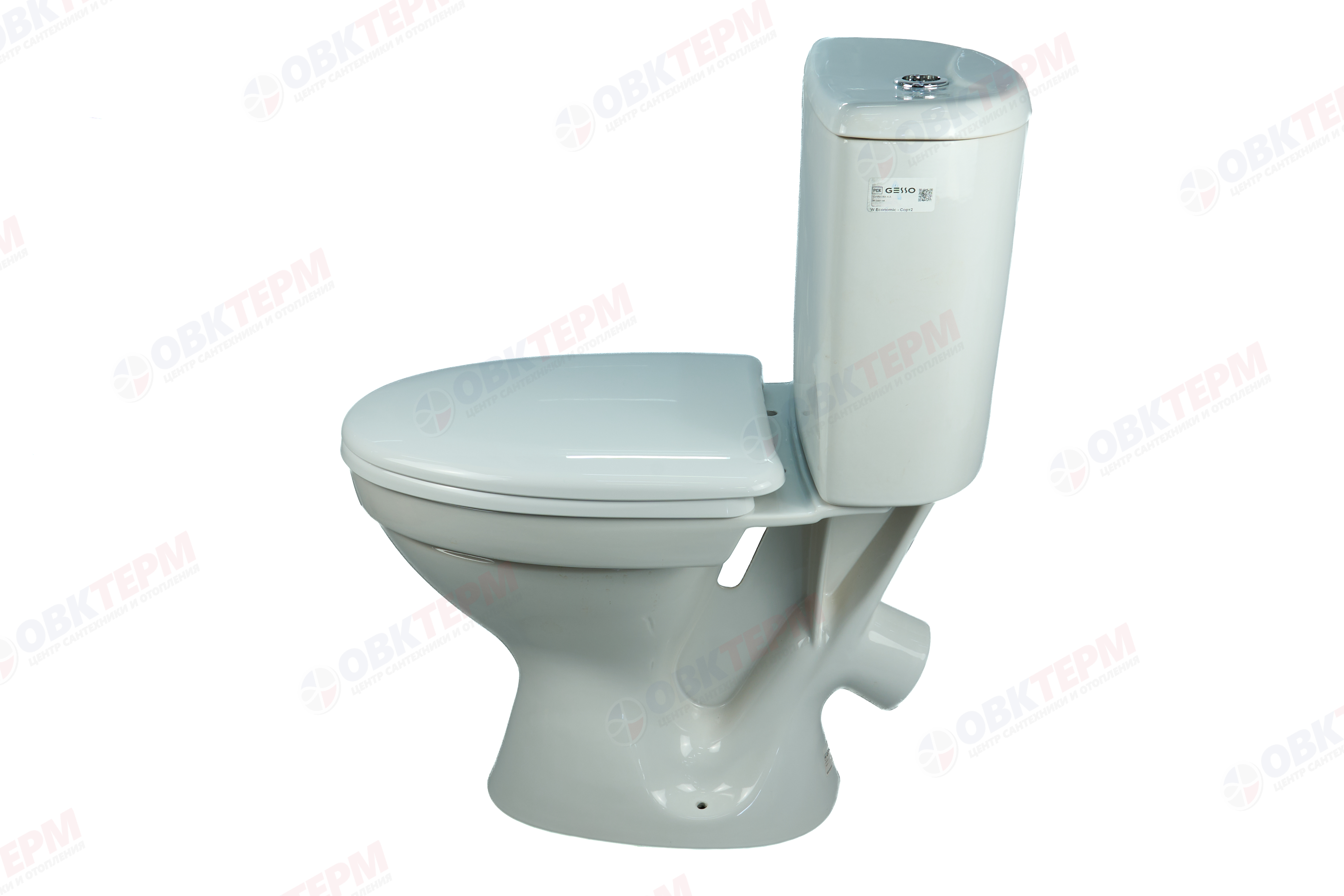 Унитаз-компакт GESSO W101 Бюджетный (косой выпуск, 1 режим, сиденьем ПП и болтами крепления) - Изображение №5