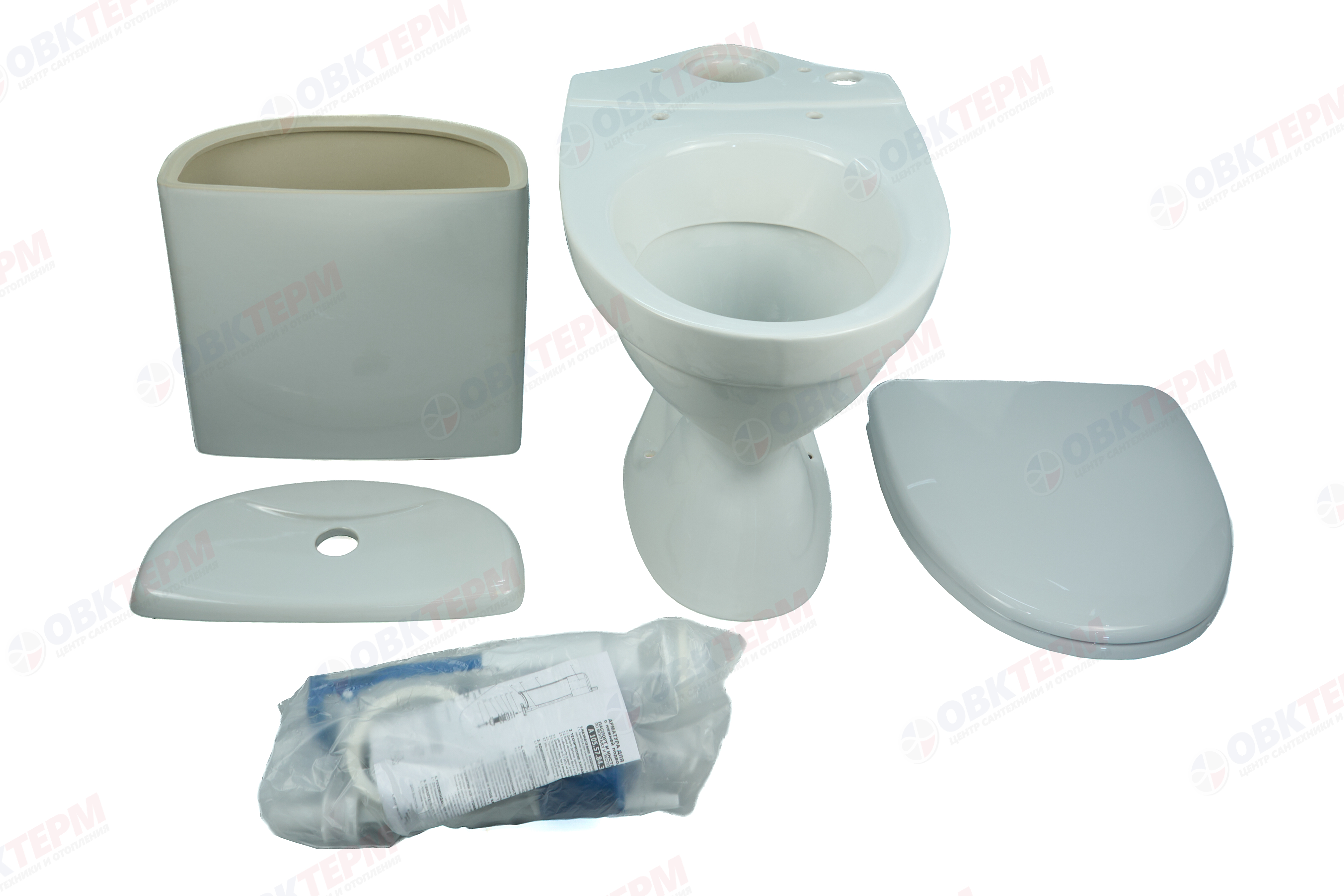 Унитаз-компакт GESSO W101 Бюджетный (косой выпуск, 1 режим, сиденьем ПП и болтами крепления) - миниатюра №7