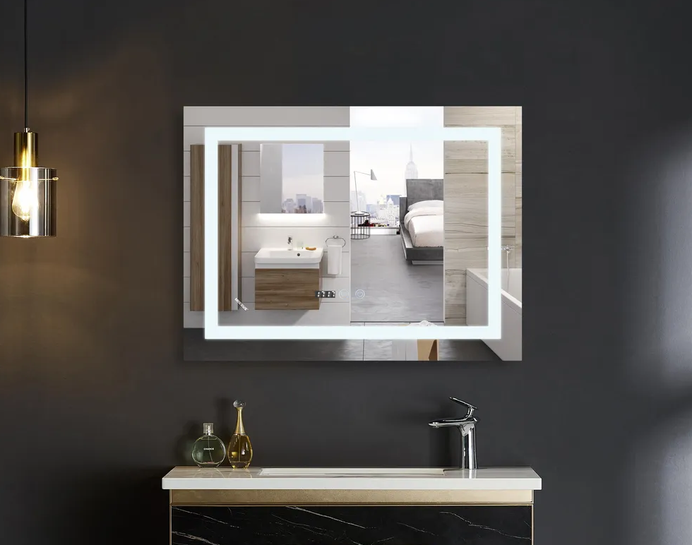 MIXXUS WARM MR02-100x70 Зеркало с LED Touch, Anti-fog, димером, регулятором яркости, часами - изображение №1