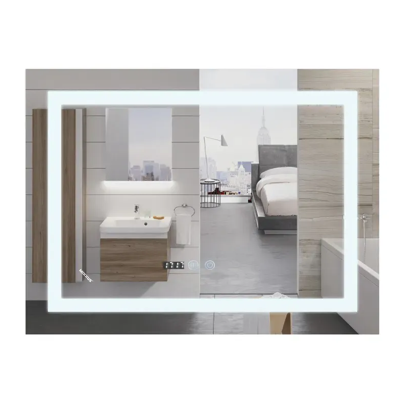 MIXXUS WARM MR02-100x70 Зеркало с LED Touch, Anti-fog, димером, регулятором яркости, часами - миниатюра №3