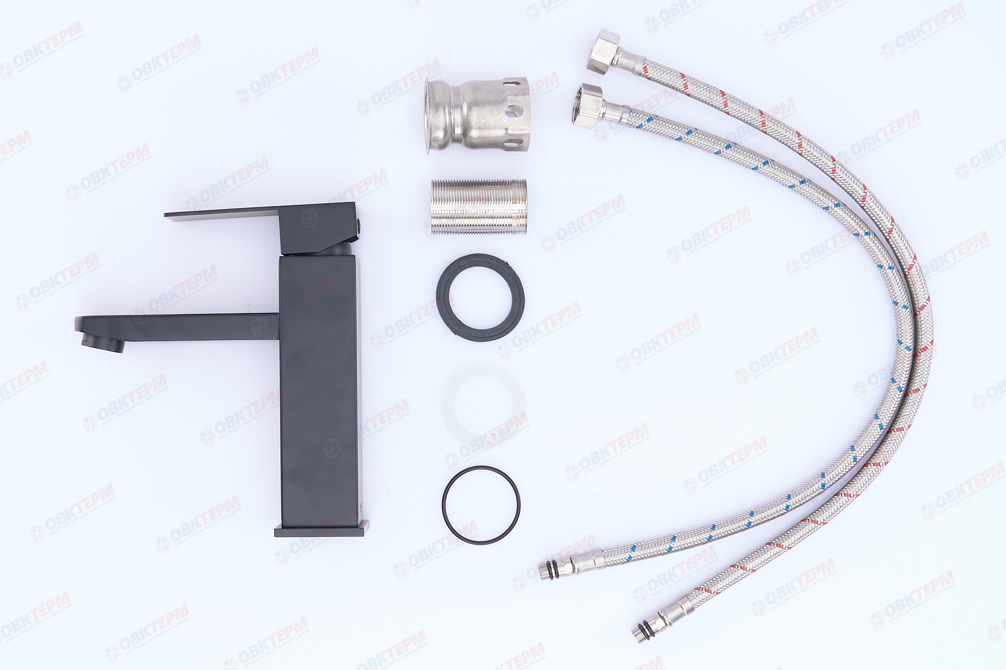 Смеситель д/умывальника AKSA BAS-01-17-BLACK  нерж/сталь  (катридж 35мм, на ГАЙКЕ)  10 шт/ящ - Изображение №3