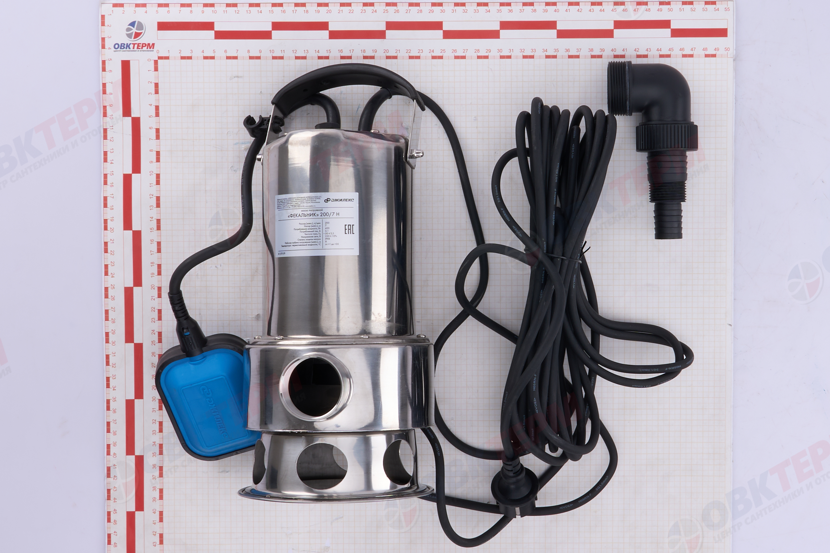 Насос фекальный  200/7 Н  Джилекс  (0,45кВт/200л.м./7м/10м.к) - миниатюра №11