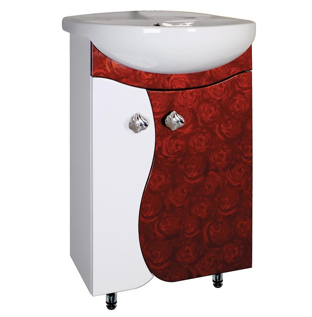 Тумба Фламенко 554 (под умывальник Антик 55)  Flamenco (розы красные В810хШ495хГ285) - изображение №1