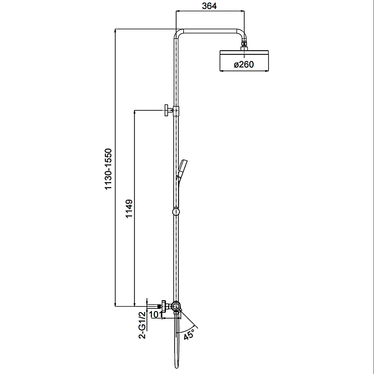 Душ/система GAPPO G2495-76 латунь/черный /термостат /лейка 3 реж /тропический душ 260мм - Изображение №2
