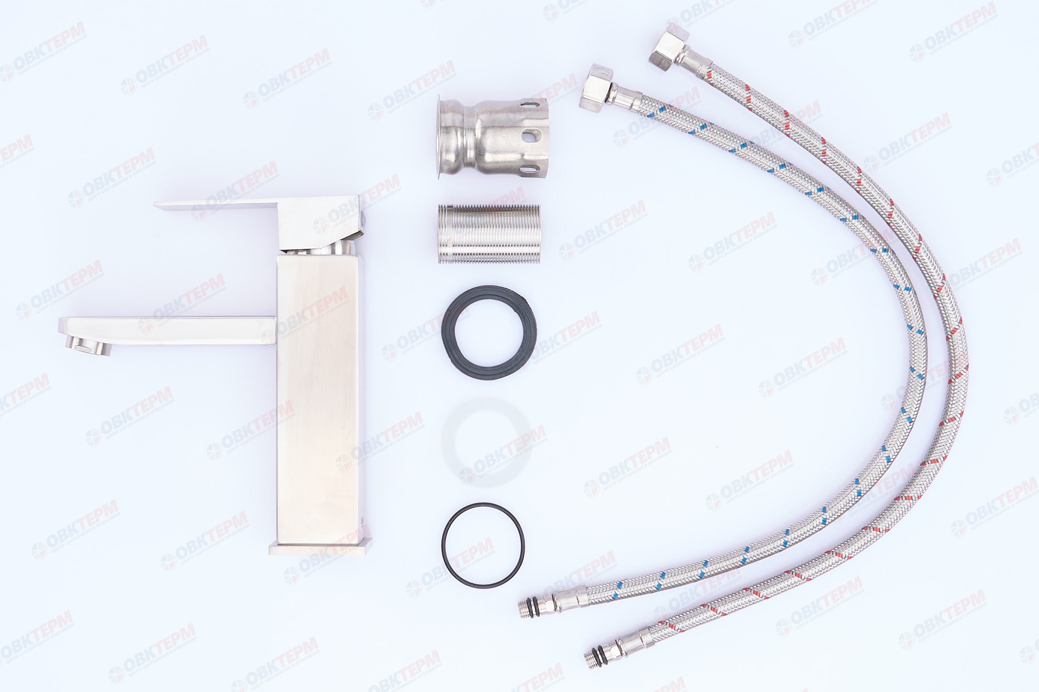 Смеситель д/умывальника AKSA BAS-01-17  нерж/сталь  (катридж 35мм, на ГАЙКЕ)  10 шт/ящ - Изображение №3