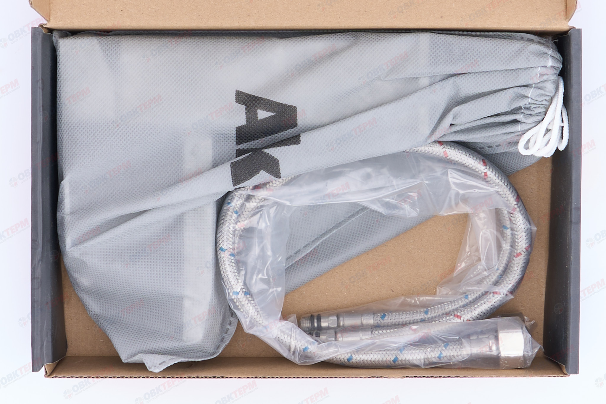 Смеситель д/умывальника AKSA BAS-01-17  нерж/сталь  (катридж 35мм, на ГАЙКЕ)  10 шт/ящ - Изображение №5