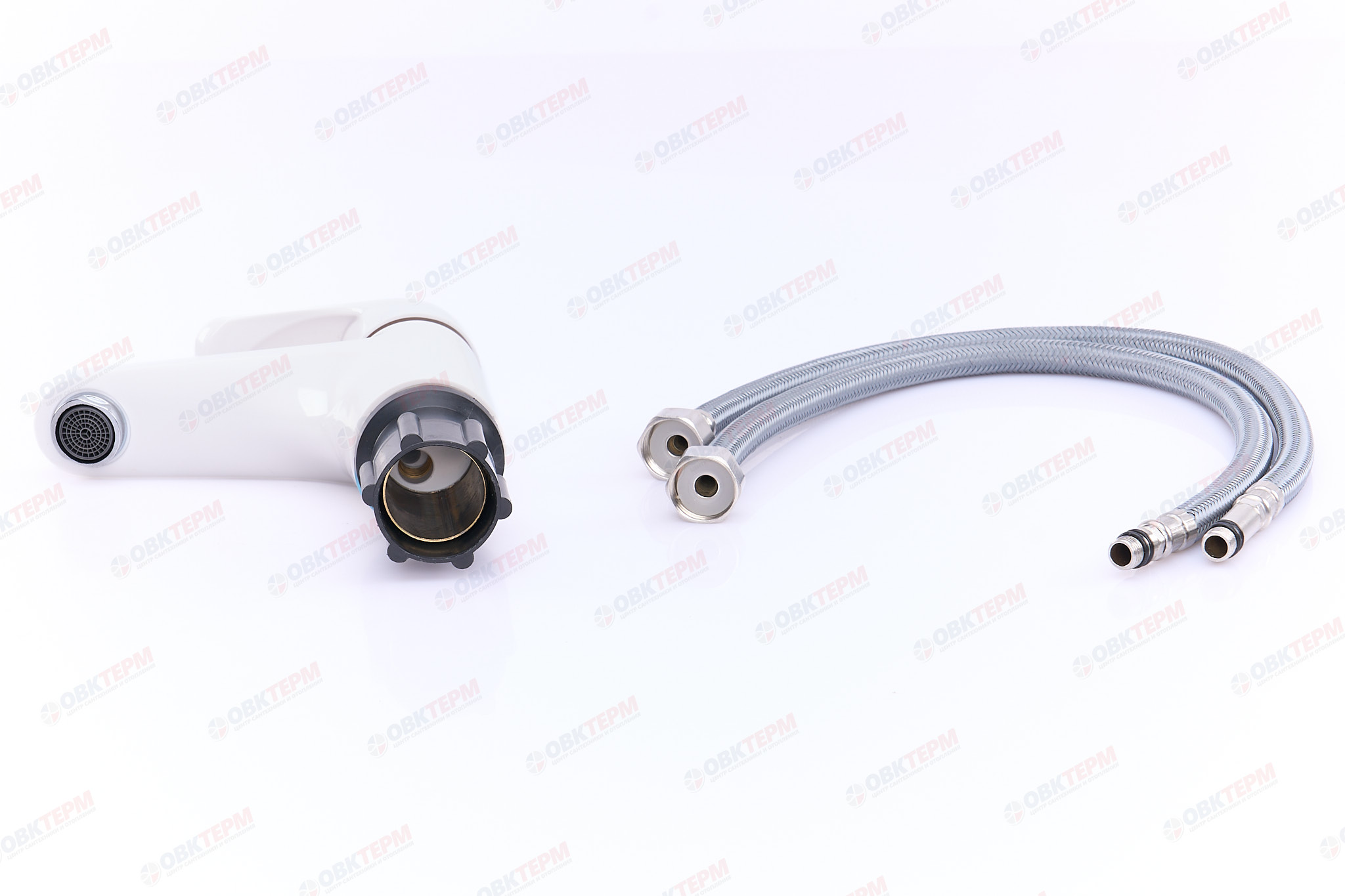 Смеситель для умывальника PLAMIX FIDEL-001 SET White (с подводкой) (20 шт/ящ) - Изображение №3