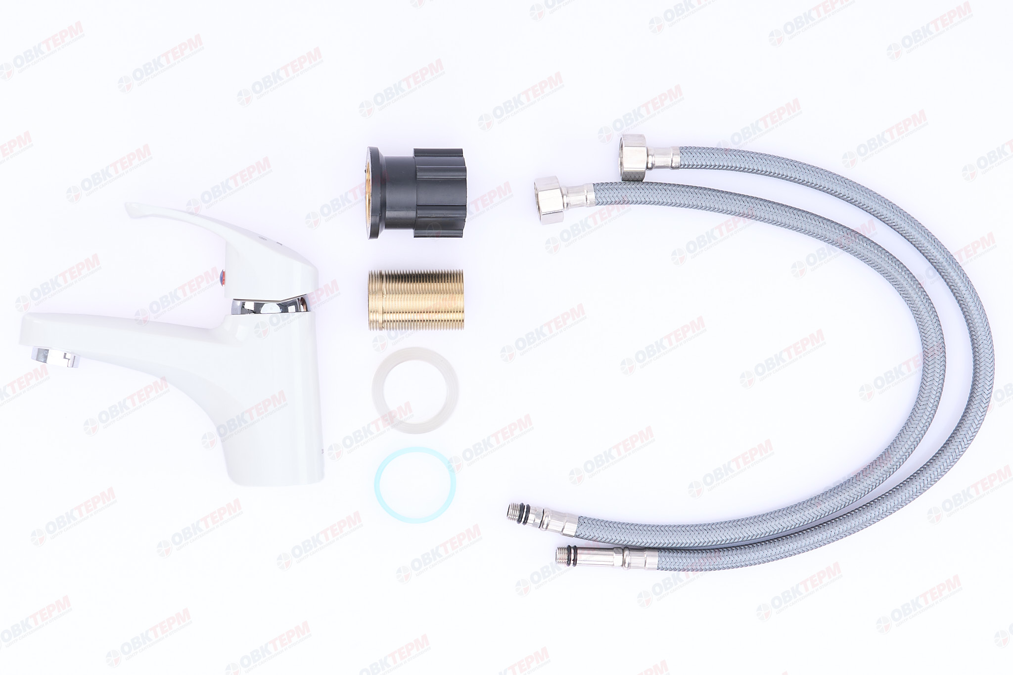 Смеситель для умывальника PLAMIX FIDEL-001 SET White (с подводкой) (20 шт/ящ) - Изображение №4