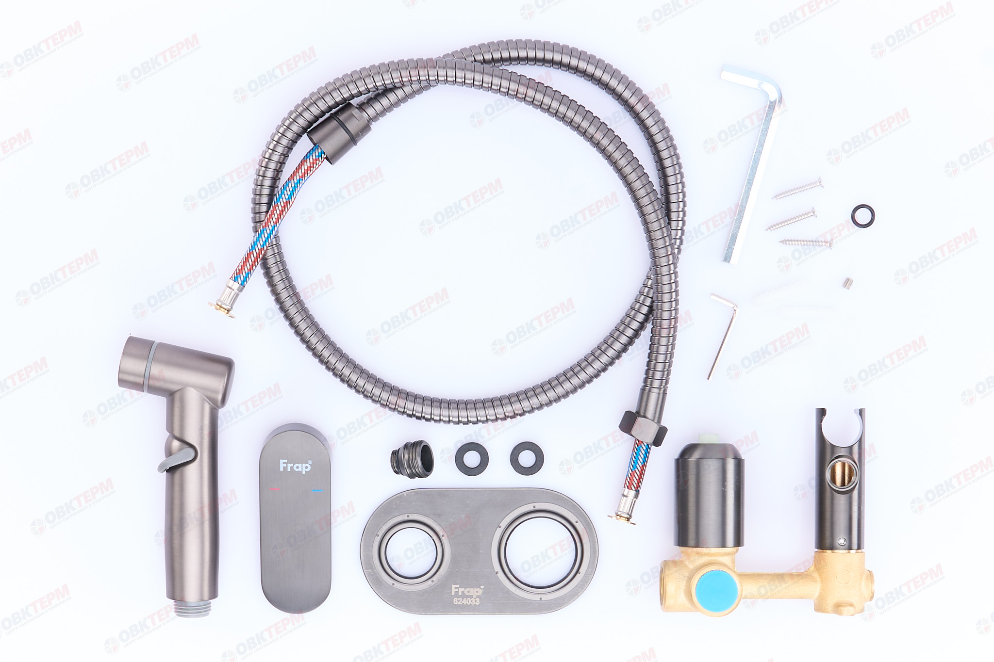 Смеситель с гигиеническим душем FRAP F2085-9 латунь /оружейная сталь - миниатюра №3