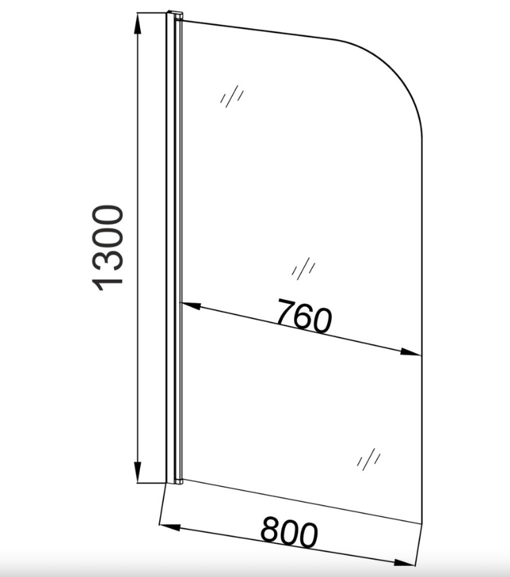 EG5C Душевое ограждение на ванну EvaGold 80*130, профиль хром, прозрачное стекло - Изображение №2