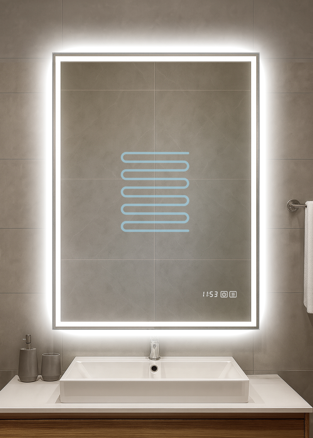 Зеркало  600х800 Forza с LED подсветкой,подогревом и моноблоком. Кайман Glassiko - Изображение №1