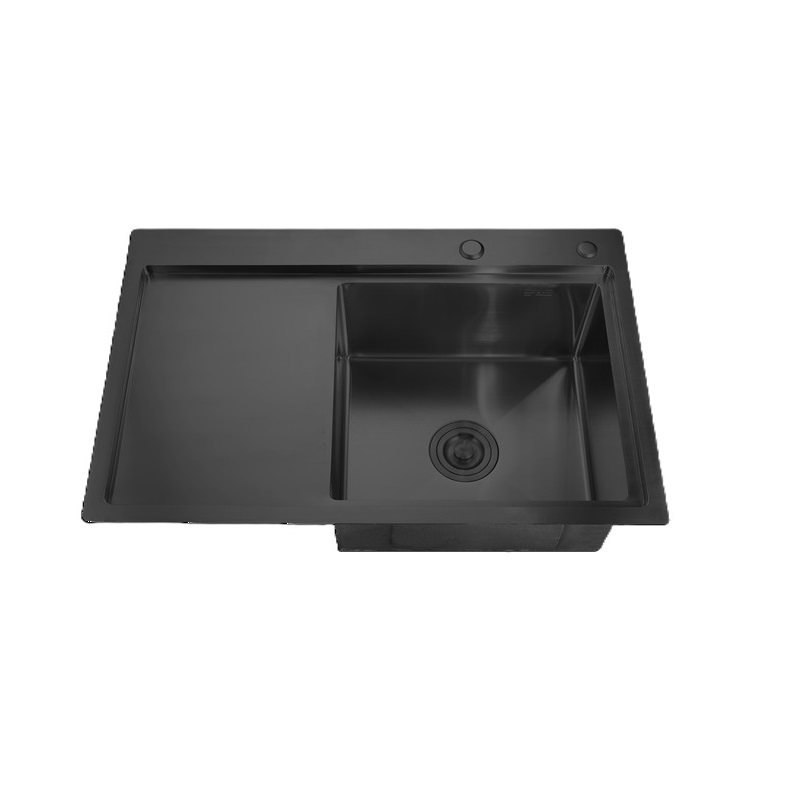 Мойка из нержавеющей стали ZERIX ZH7849R-215.SUS304 NANO-BLACK (3.0/0.8 мм) (с сифоном) - Изображение №1