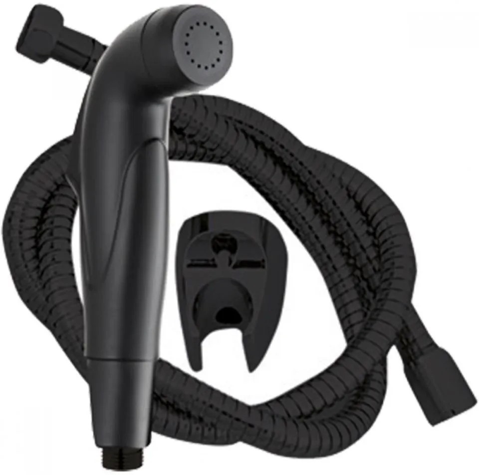 Набор д/гигиен.душа ZERIX BIDET SET-008 BLACK (шланг, лейка, кронштейн) (40 шт/ящ) - Изображение №1