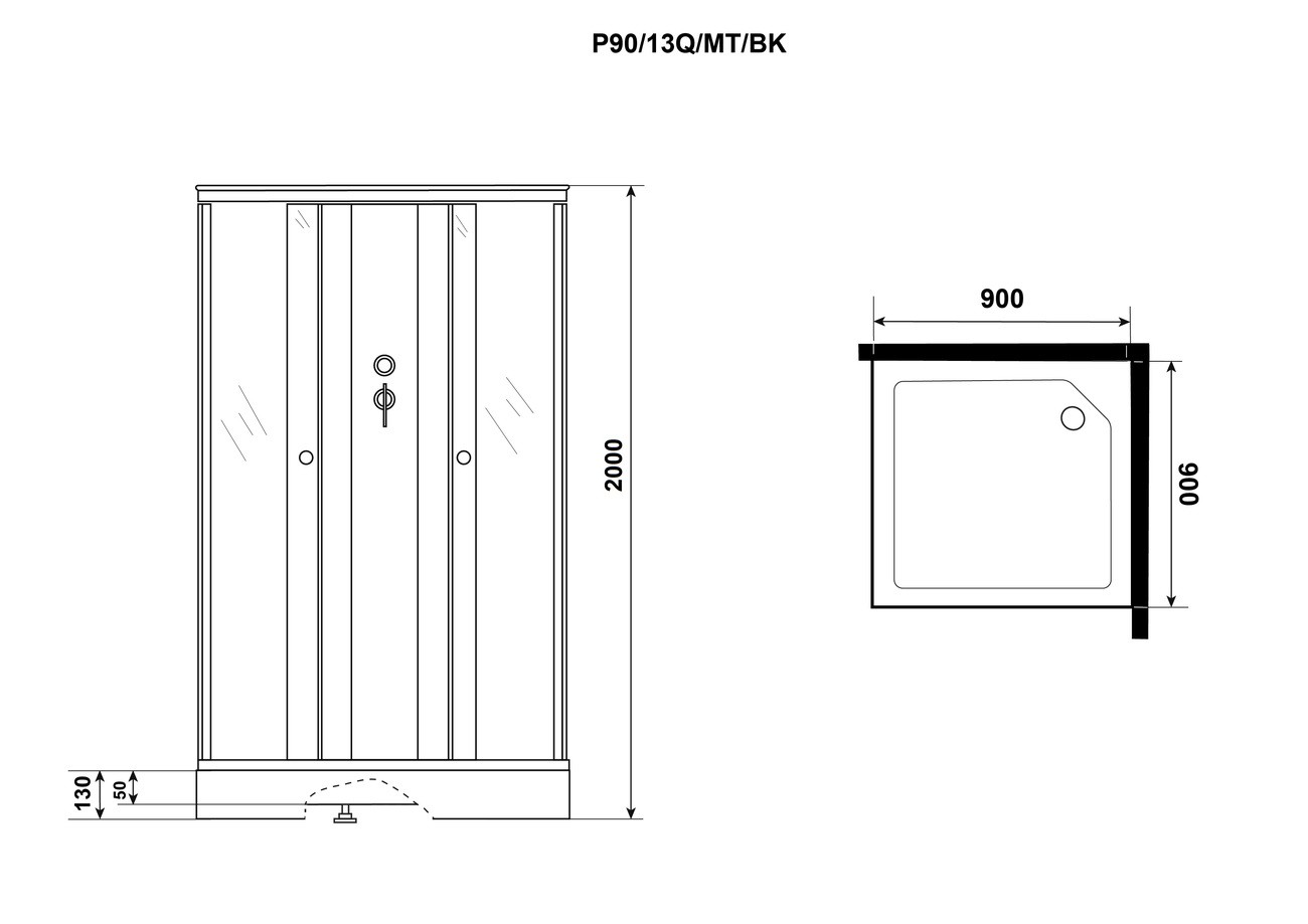 Душ.каб. Niagara Promo P90/13Q/MT/BK + ПОЛКА (90х90х200) 3 места - Изображение №2