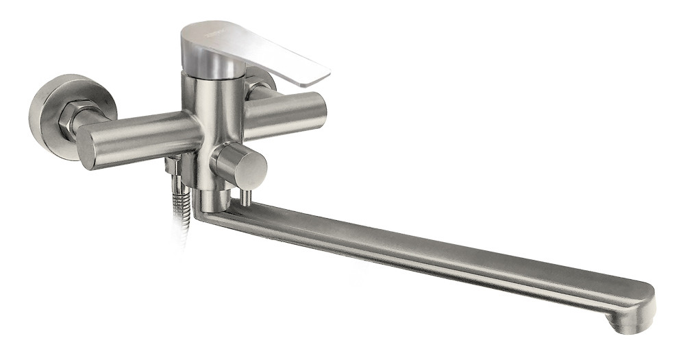 Смеситель д/ванны нерж/сталь ZERIX - LUX-006 (EURO)  8 шт/ящ - изображение №1