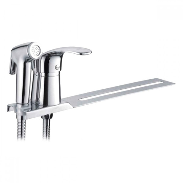 Смеситель с гигиеническим душем ZERIX LR5221 (VEL-002SH) с планкой креп. на унитаз (10шт/ящ) - Изображение №1