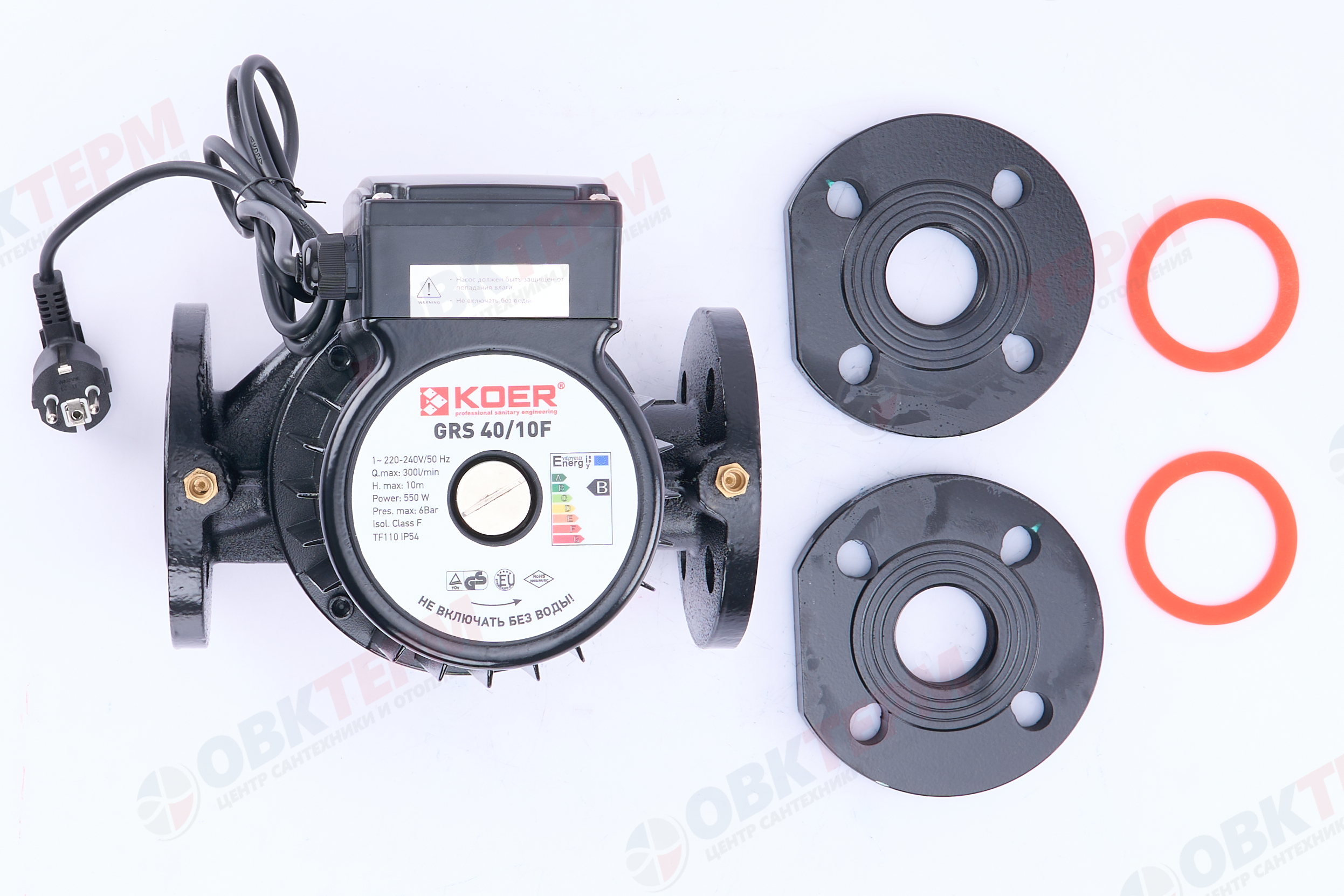 Насос циркуляционный  GRS  40/10F-250  KOER  фланцевый (0,55кВт/300л.мин/10 м./DN40/250мм) - Изображение №4