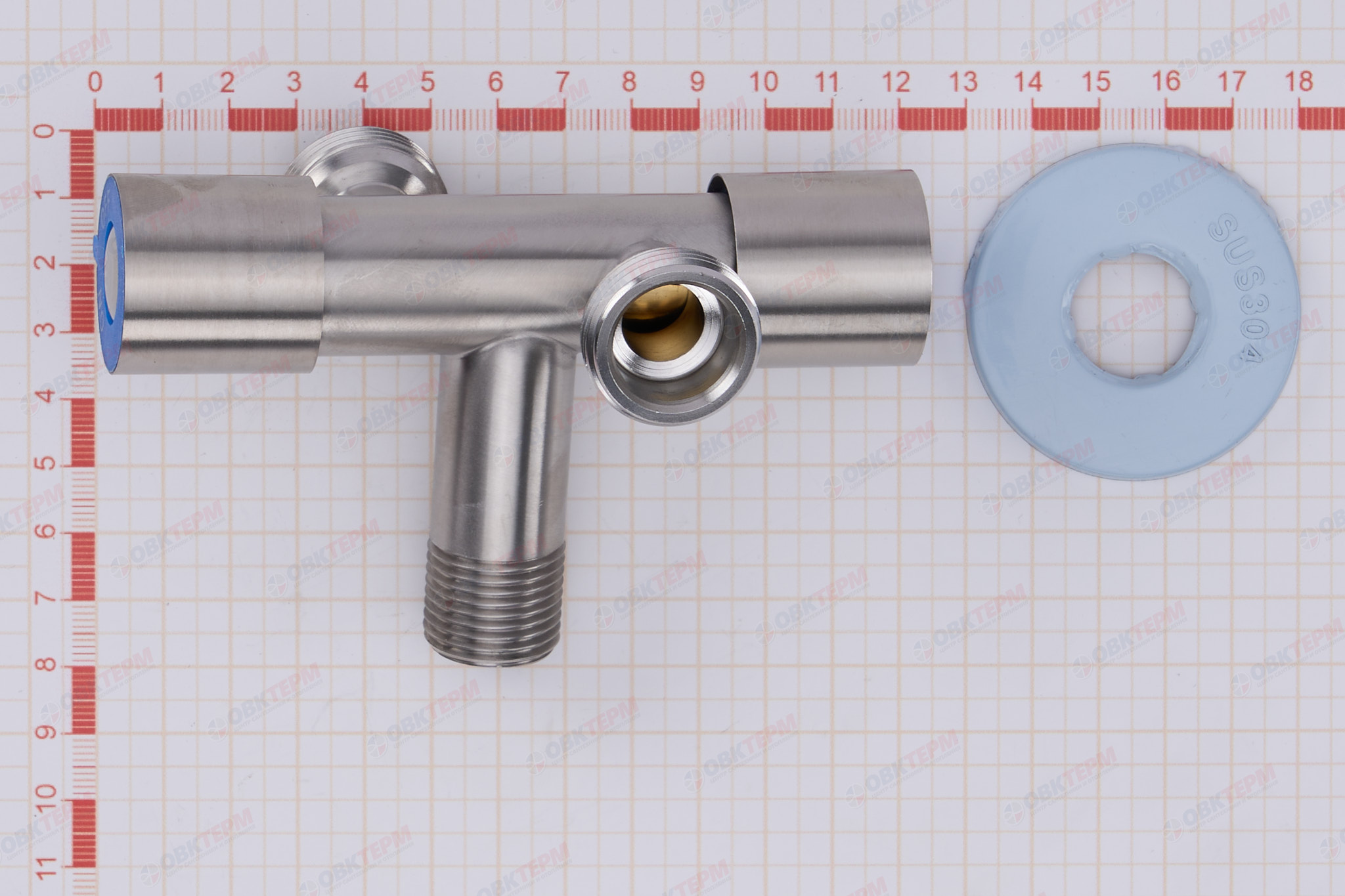 Кран для подкл. с/т приборов       TIM     1/2" - 3/4" - 3/4",   2 выхода в разные стороны    (30/1) - Изображение №5