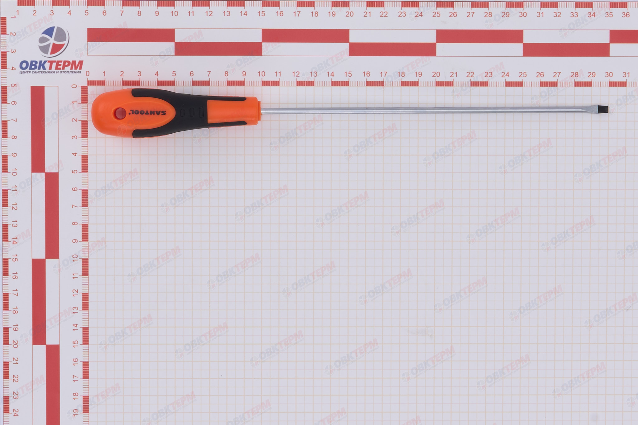 Отвертка шлицевая МАСТЕР №4 200 мм CrV с двухкомпонентной ручкой SANTOOL - Изображение №5