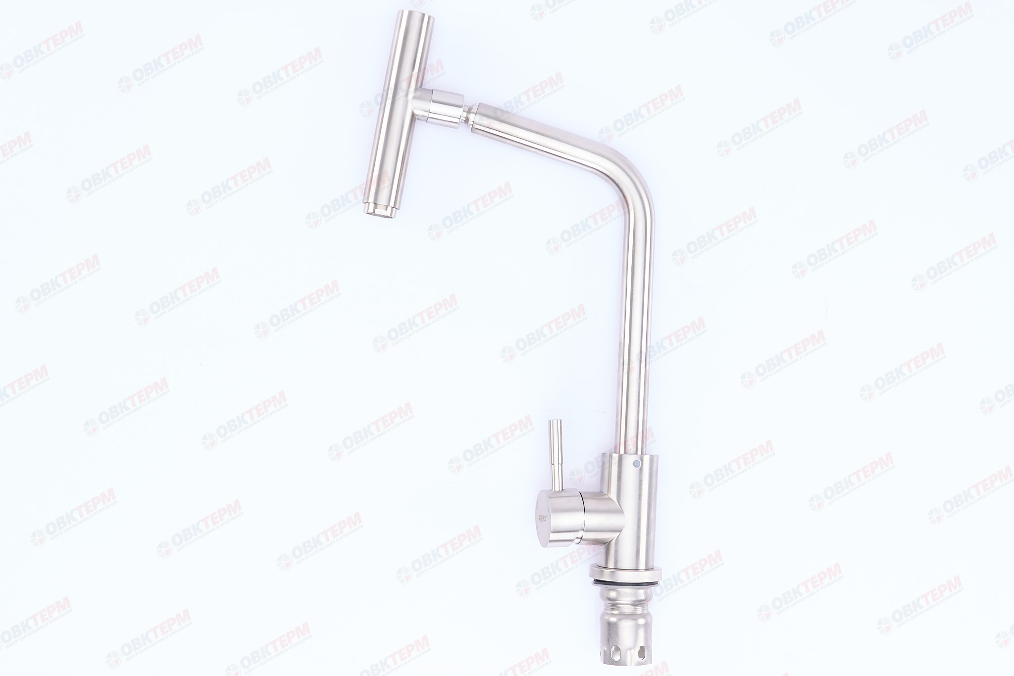 Смеситель д/кухни нерж/сталь ZERIX SUS-017   (катридж 35мм, на гайке, ПОВОРОТНЫЙ) - миниатюра №3