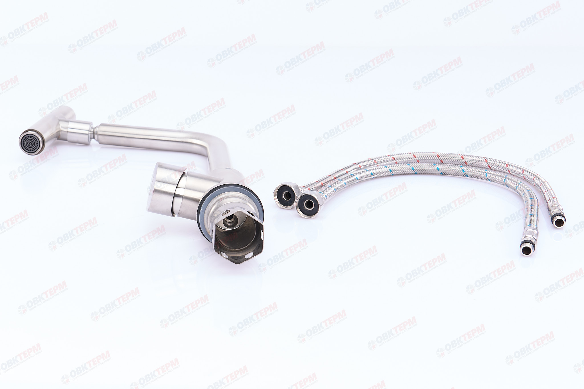 Смеситель д/кухни нерж/сталь ZERIX SUS-017   (катридж 35мм, на гайке, ПОВОРОТНЫЙ) - миниатюра №5