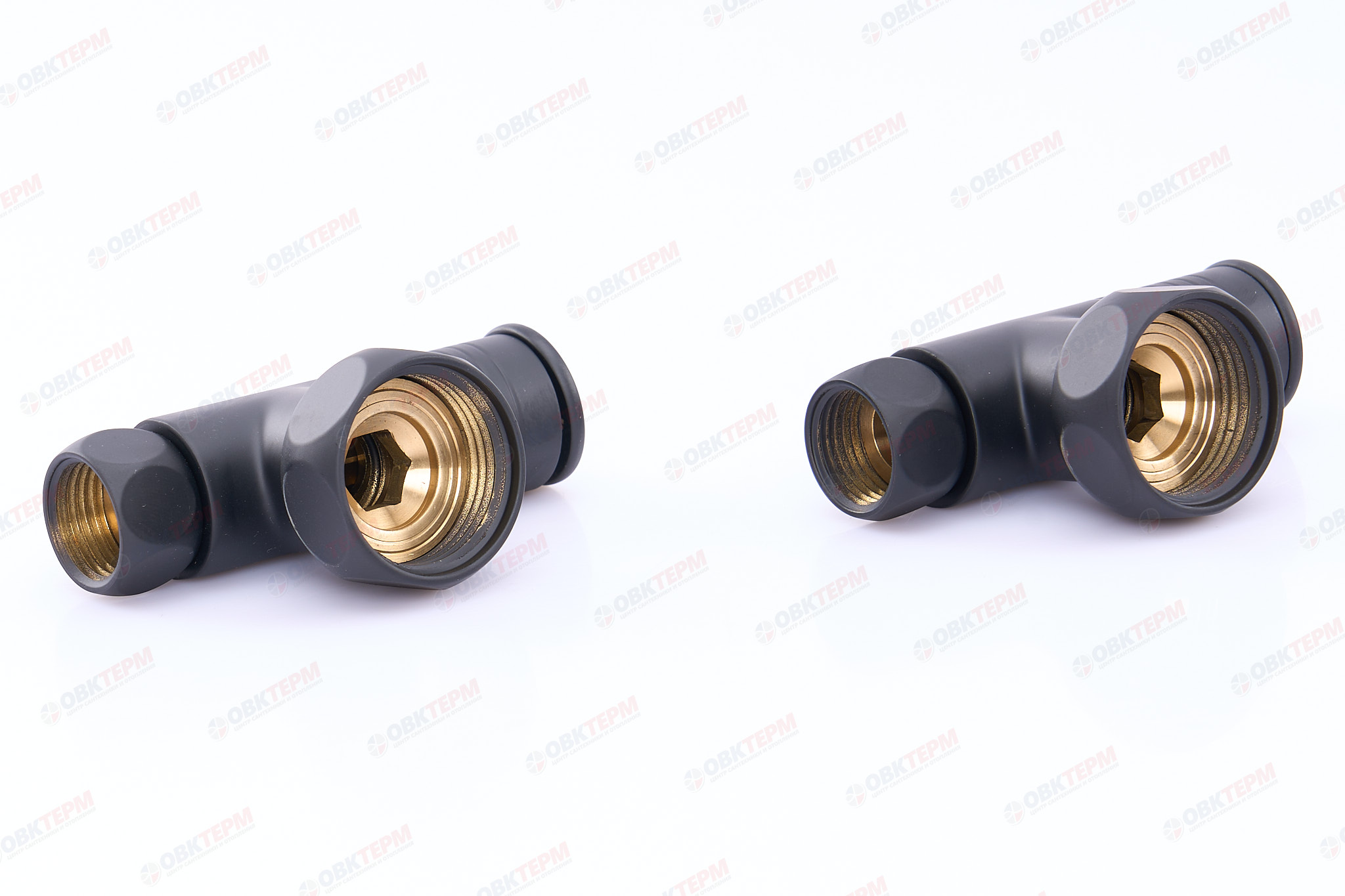 Кран  вентильный  с американкой   TIM   1"В - 1/2"В  угловой, круглый,черный   (1пара/20ящ) - Изображение №2