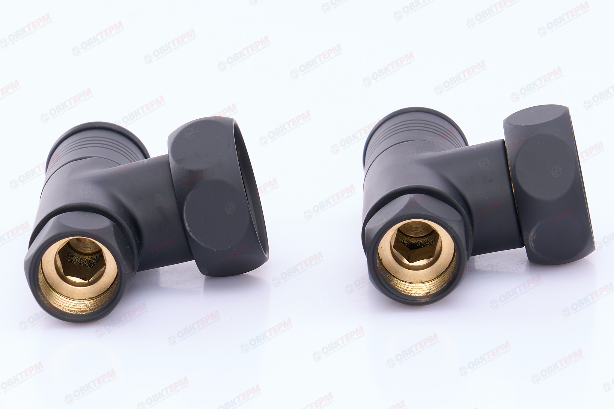 Кран  вентильный  с американкой   TIM   1"В - 1/2"В  угловой, круглый,черный   (1пара/20ящ) - Изображение №3