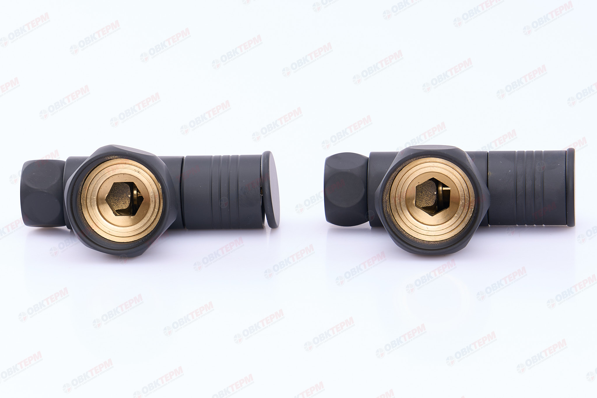 Кран  вентильный  с американкой   TIM   1"В - 1/2"В  угловой, круглый,черный   (1пара/20ящ) - Изображение №4