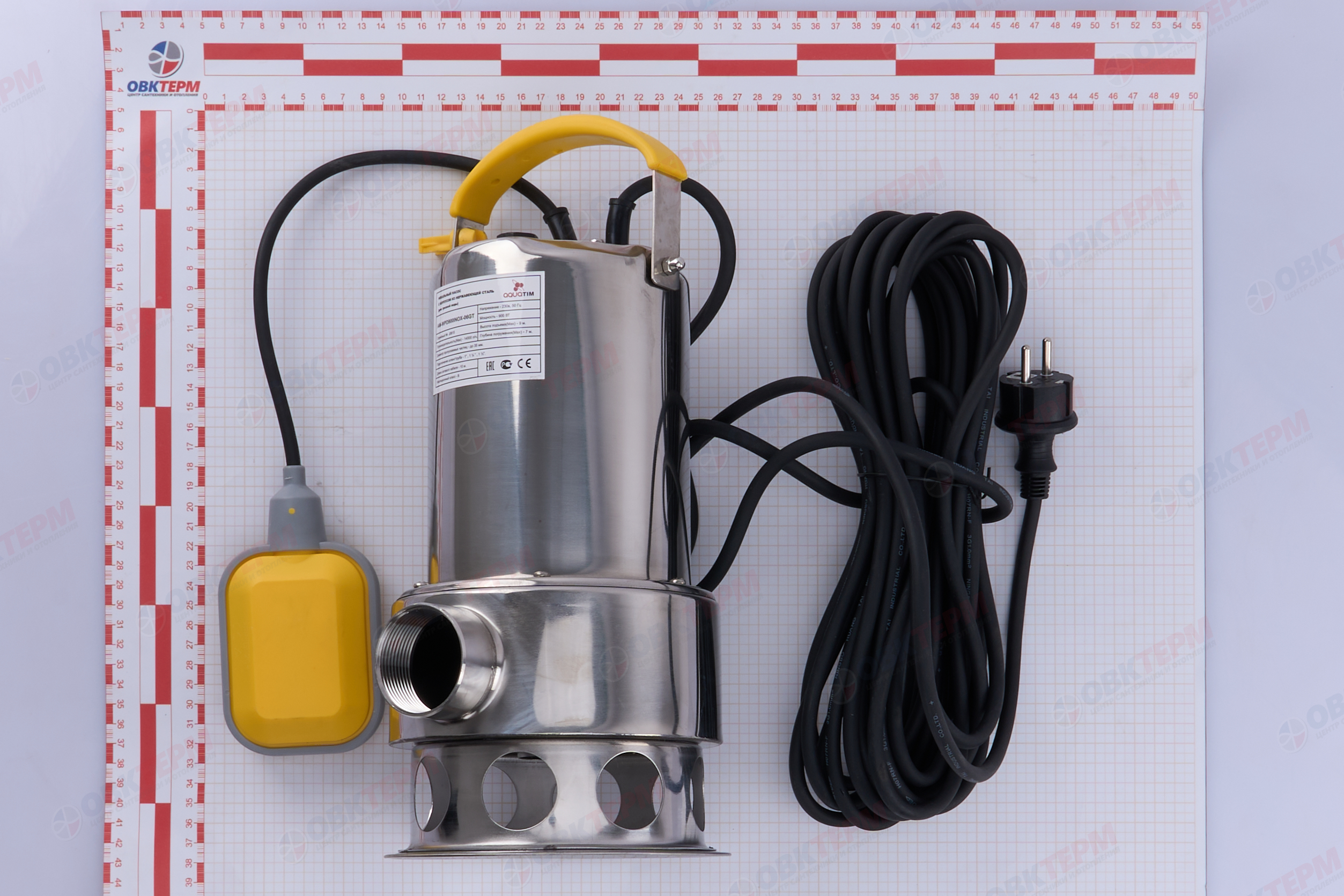 Фекальный насос AQUATIM корпус нержавеющая сталь (900Вт/230л,9м)  д.к.10м (1шт) - миниатюра №6