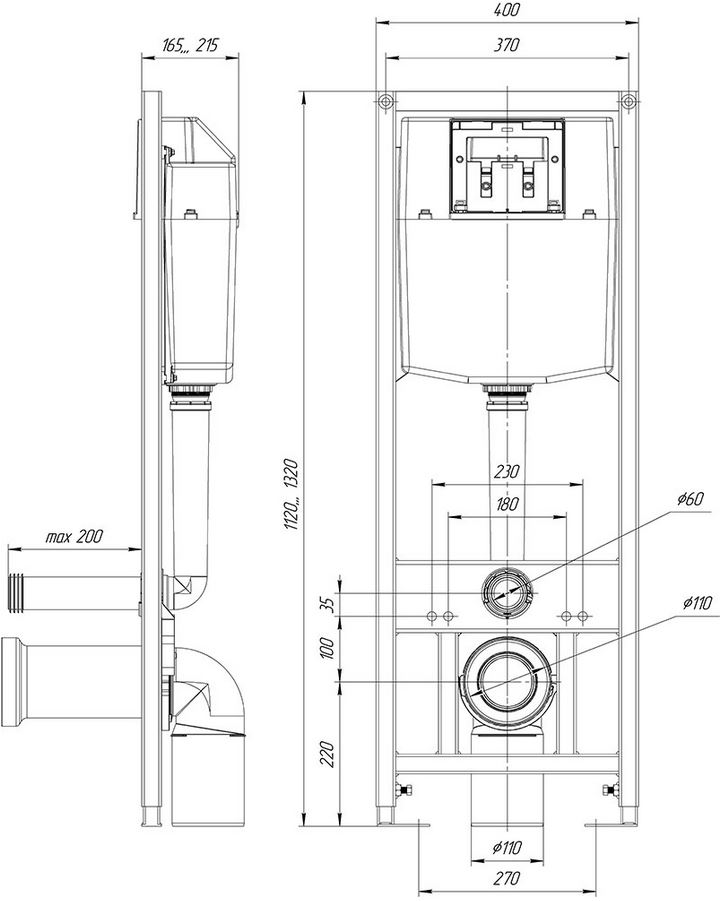 Инсталляц. сист д/унитаза DI (Тип 2-Х-DI  / кнопка /цвет ХРОМ) - Изображение №3