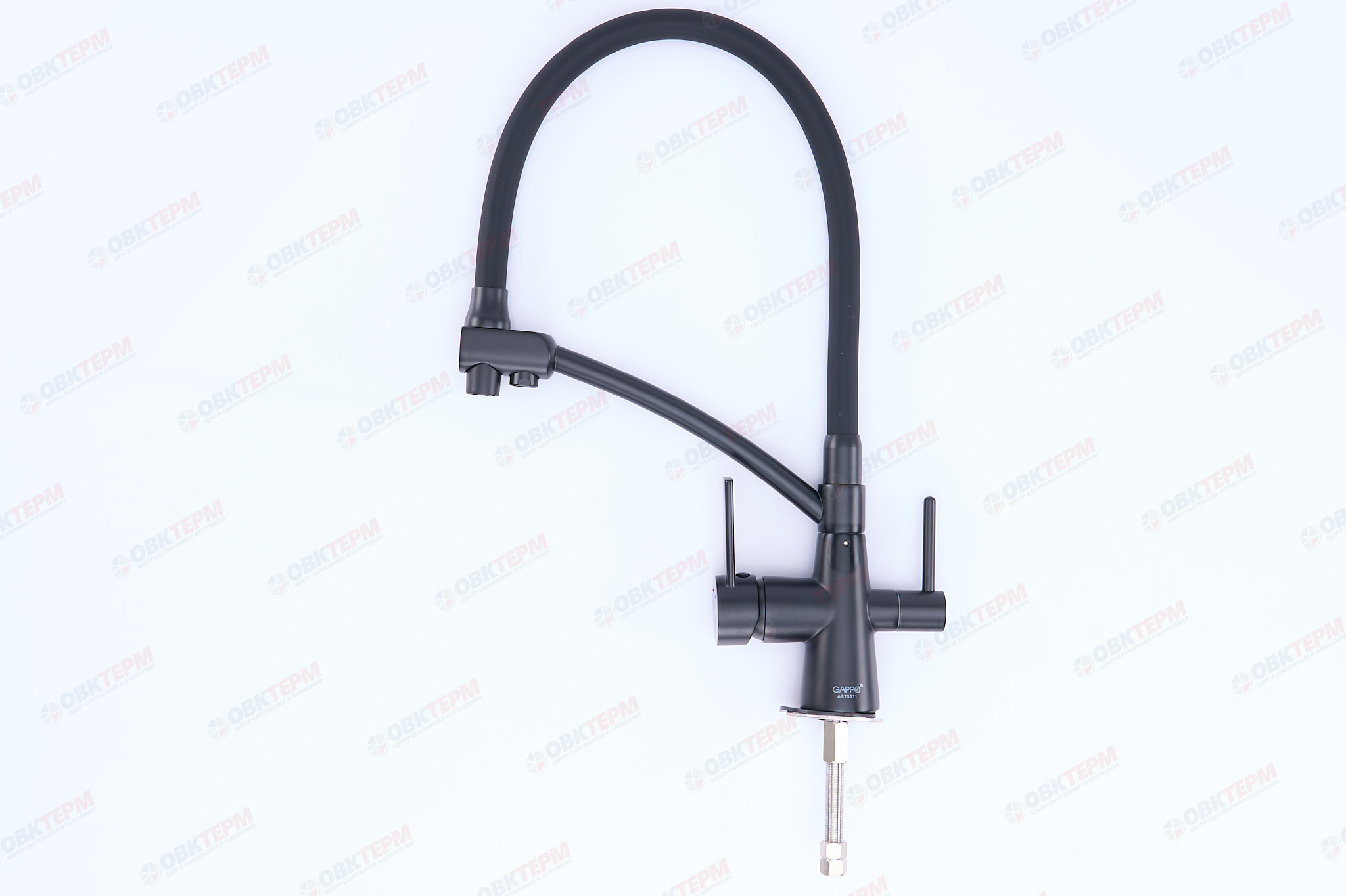 Смеситель д/кухни под ФИЛЬТР GAPPO G4398-16 латунь /черный /гибкий излив /Ø35 /шпилька - Изображение №4