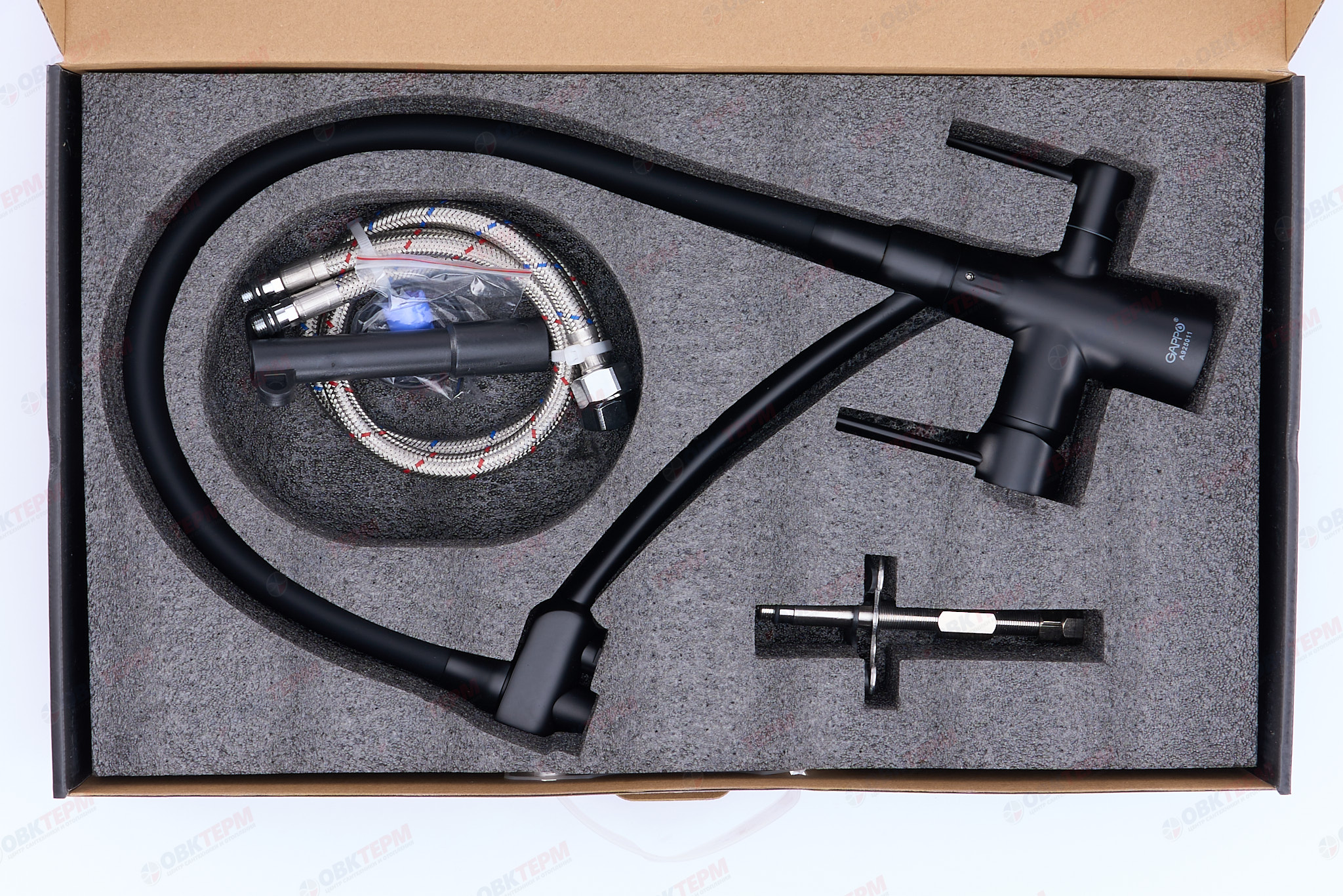 Смеситель д/кухни под ФИЛЬТР GAPPO G4398-16 латунь /черный /гибкий излив /Ø35 /шпилька - миниатюра №7