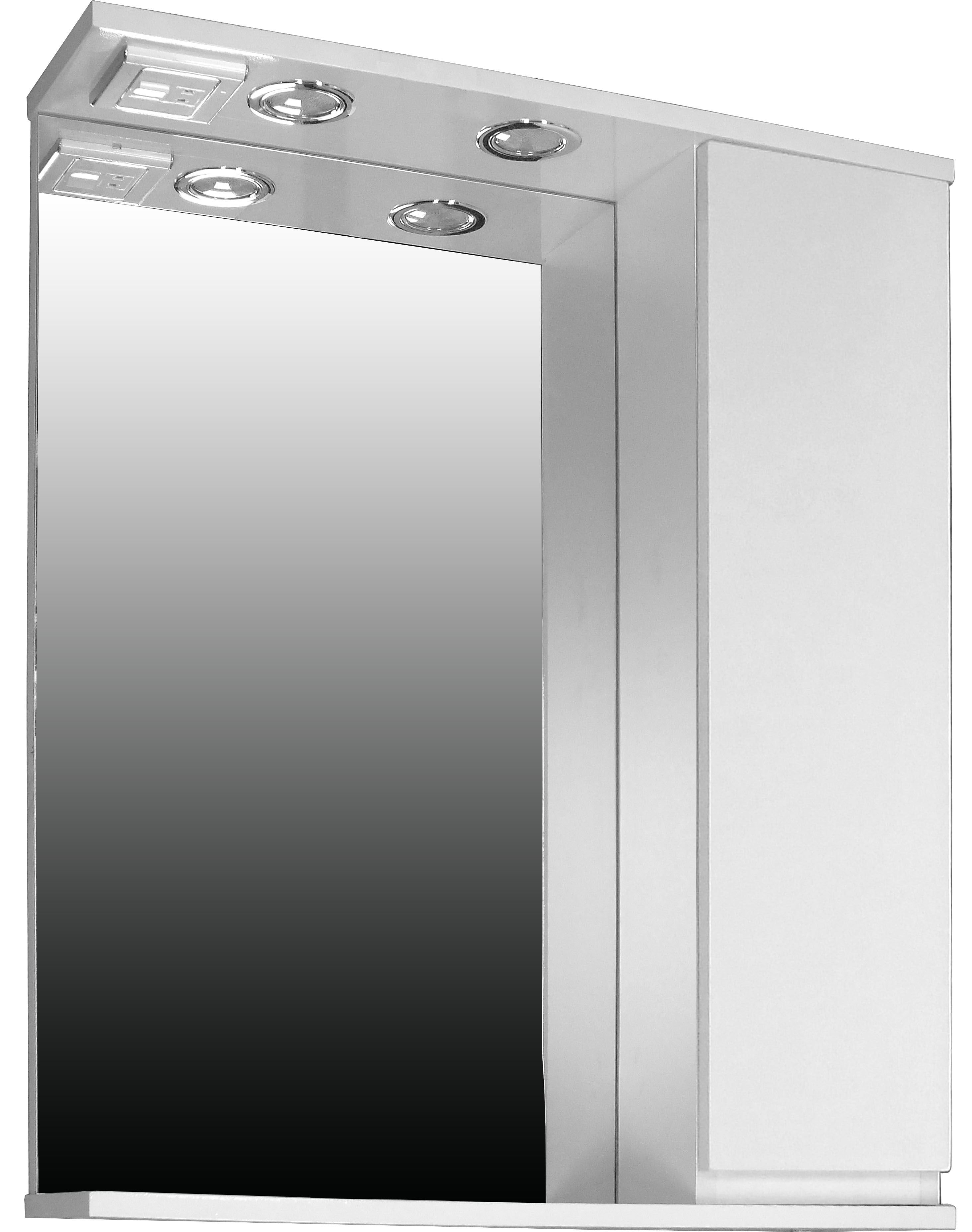 Шкаф-Зеркало 65 Александрия С, белое, Flamenco  (В815хШ650хГ175) - изображение №1