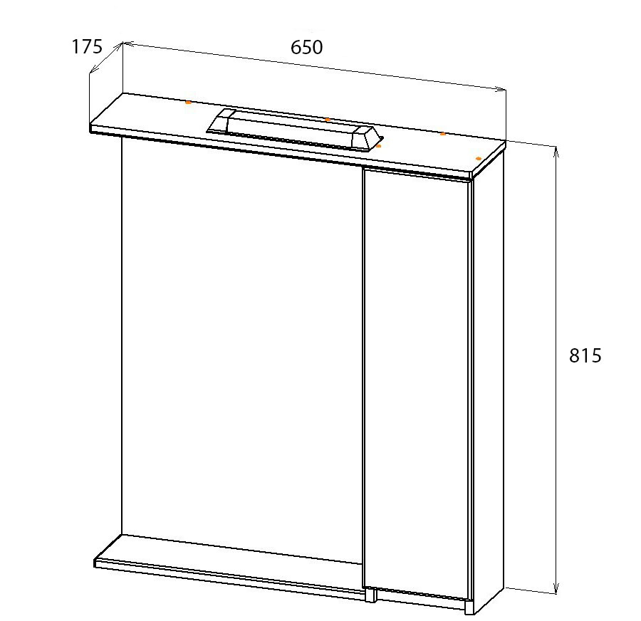 Шкаф-Зеркало 65 Александрия С, белое, Flamenco  (В815хШ650хГ175) - миниатюра №2