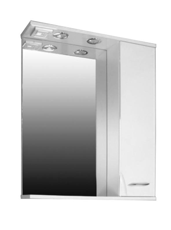 Шкаф-Зеркало 65 Виктория С, белое, Flamenco  (В815хШ650хГ175) - изображение №1