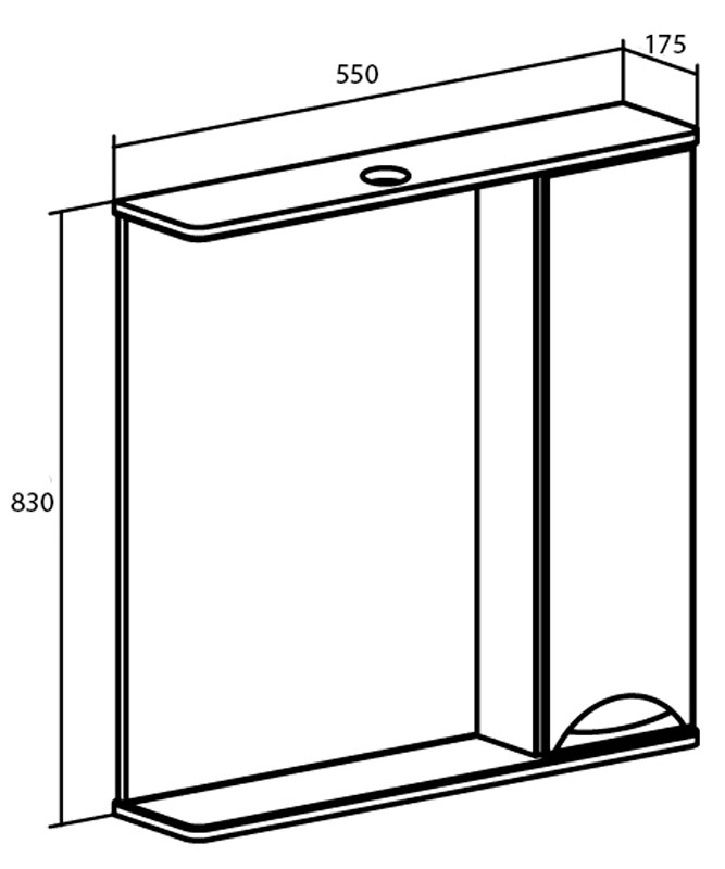 Шкаф-Зеркало Фламенко 506/с св.дуб   Flamenco  (св.дуб, В830хШ560хГ175, со светильником) - миниатюра №2