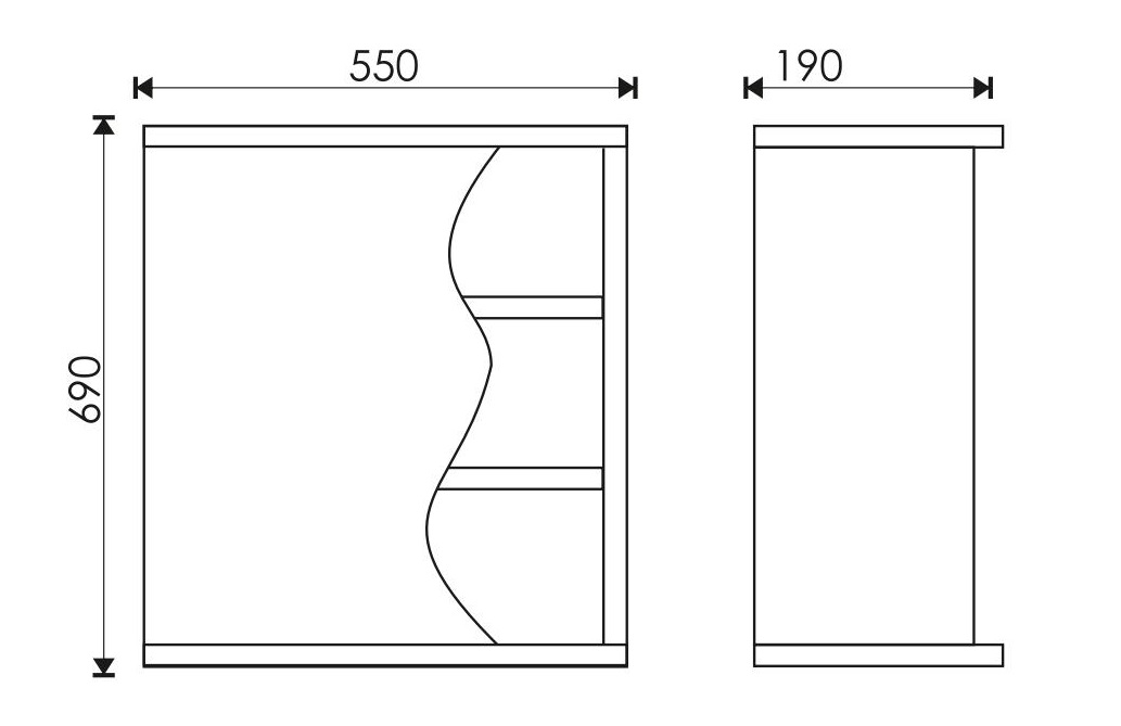Зеркало EvaGold 55 "Wave"  Сосна Карелия - миниатюра №2