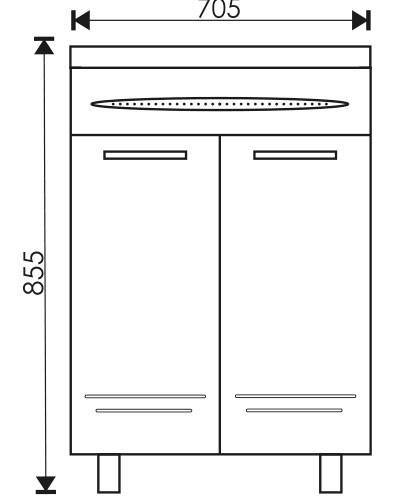 Тумба EvaGold 70 №2 "Merino" белый глянец (ум CITY 70/Фостер 700 с сифоном) - миниатюра №2