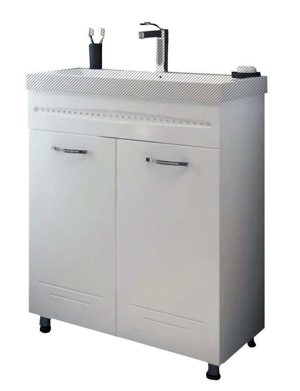 Тумба EvaGold 70 №2 "Merino" белый глянец (ум CITY 70/Фостер 700 с сифоном) - изображение №1